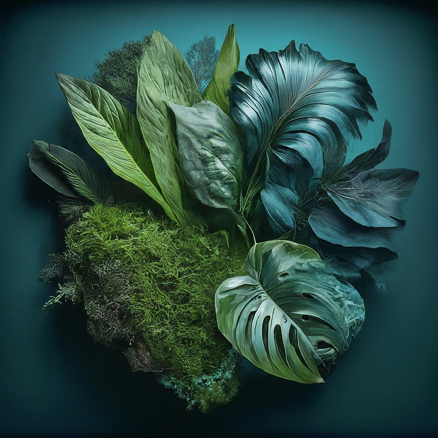 An image showcasing a variety of lush, green plants against a dark teal background, symbolizing the diversity and richness of nature in the context of ESG investing and its impact on the environment.